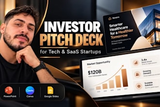 design a modern investor pitch deck for tech and saas startups