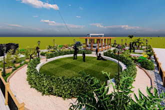 create landscape site plan, garden layout, backyard design, swimming pool render