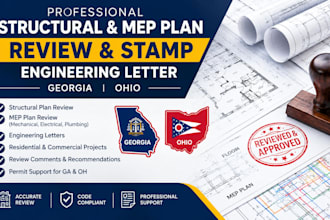 review and stamp structural plan, mep plan engineering letter in georgia, ohio