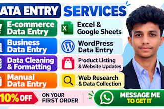 do e commerce data entry, product listing, and business data cleaning