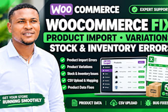 fix woocommerce product import errors, variations and stock issues