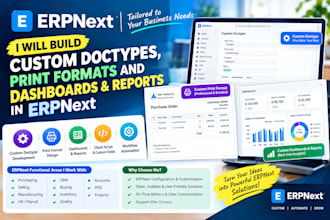 build custom doctypes, print formats and reports in erpnext