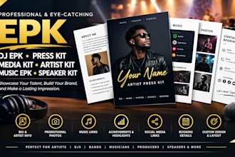 design dj epk, artist press kit, music epk, speaker kit and media kit