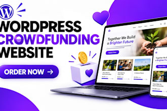 build wordpress crowdfunding website donation site kickstarter model platform