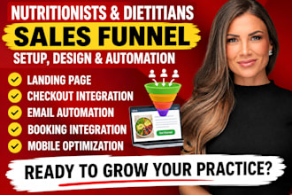 nutritionist, dietitians sales funnel, thankyou page, email follow up automation
