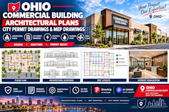 design ohio commercial building architectural, city permit drawings, mep plans