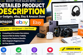 write detailed product description for gadgets, ebay, etsy, and amazon store