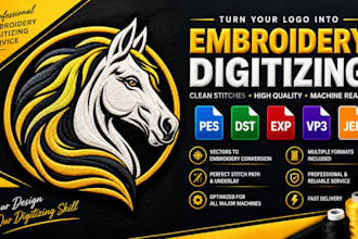 do embroidery digitizing in dst, pes in 1 hour