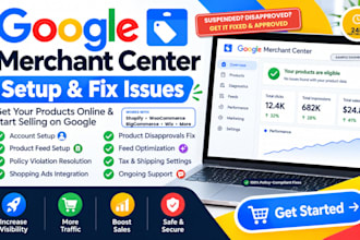 setup, fix google merchant center and fix product disapprovals