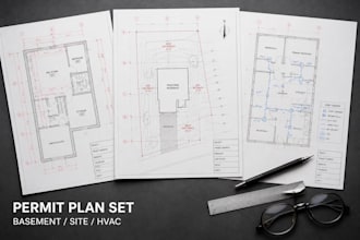 full permit set,mep permit,basement plan,hvac plan,cad drawing,site plan