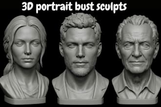 sculpt realistic 2d photo to 3d bust likeness 3d head model blender 3d printing