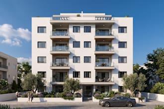 render modern apartment building from architect 2d plan, house refurbish render