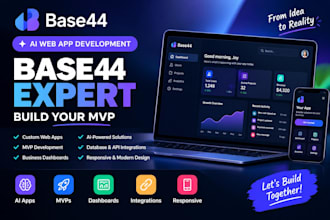 build a base44 ai web app, mvp and custom business dashboard