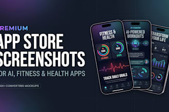 design premium app store screenshots for ai apps, fitness and health app mockup