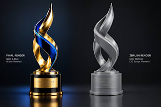 design a custom 3d trophy, award model medals stl file for printing