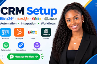 crm setup bitrix24 hubspot zoho jobber automation integration workflows ai
