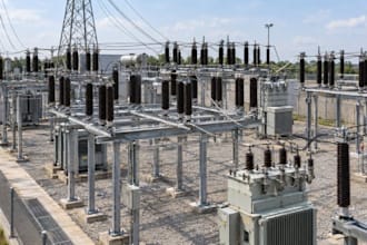 create high voltage electrical substation model and rendering in 3d