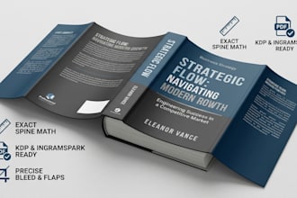 design a KDP or ingramspark hardcover dust jacket and case laminate wrap cover