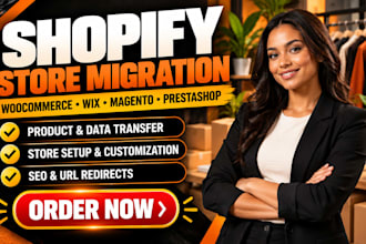 migrate your website to shopify from woocommerce squarespace magento prestashop