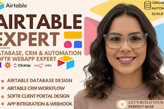 build airtable database, airtable automation, CRM workflow and softr portal