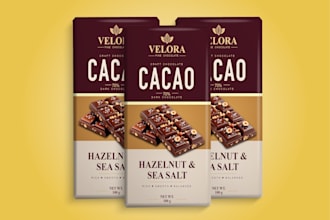 design premium chocolate bar packaging and wrapper