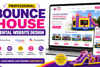design a bounce house rental website with wordpress and inflatable office