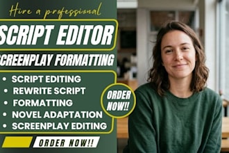 edit proofread and format screenplay movie script tv series film script editing