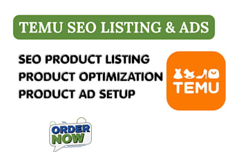 do temu shop SEO upload product listing marketing promotion ads setup