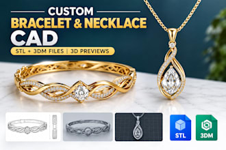 create custom bracelet and necklace 3d jewelry cad design with stl files