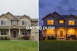 convert stunning real estate day to dusk and virtual twilight photos