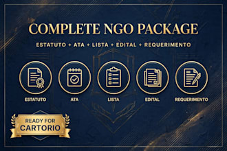 pacote completo ong estatuto, ata, lista, edital, requerimento ong