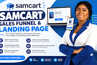 samcart sales funnel, landing page, online course website
