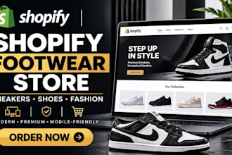 design shopify footwear store sneaker shoe  ecommercewebsite professional modern