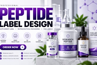 design peptide label, supplement label, nutraceutical packaging and fda labels