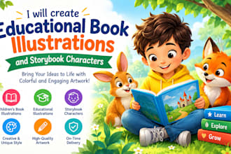 create educational book illustrations and storybook characters