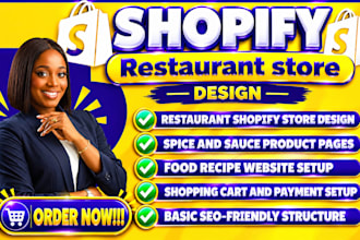 design restaurant shopify store, spices, sauce and food recipe shopify website