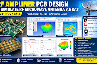 develop rf amplifier pcb design, simulate rf microwave antenna array in hfss cst
