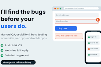 qa testing, app testing, website testing and usability review