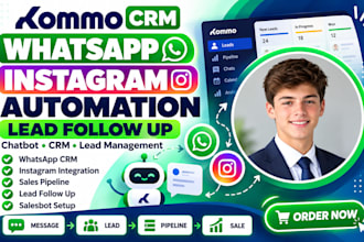 set up kommo CRM whatsapp instagram lead follow up automation
