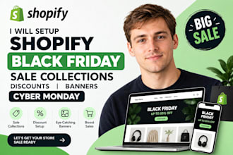 setup shopify black friday sale collections discounts banners cyber monday