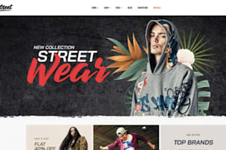 design shopify streetwear website, streetwear clothing website, fashion store