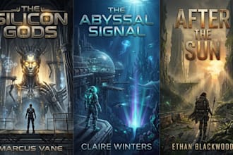 create scifi book cover, fictional fantasy book cover, illustration cover design