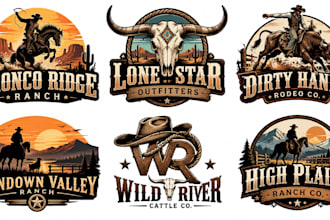 design a professional, western, ranch, rodeo, country, wild west cowboy logo