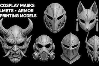 sculpt 3d cosplay mask model 3d helmet cosplay armor model 3d props 3d printing