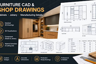create furniture cad shop drawings for cabinets and joinery