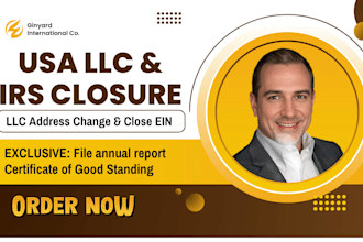 dissolve US llc or corp llc amendment, llc change of address, close ein with irs