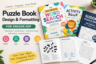 design puzzle book, activity books, word searches, and kdp interior