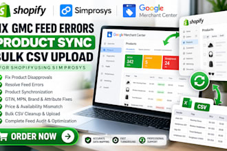 fix shopify simprosys google merchant center feed errors sync bulk csv upload