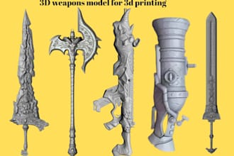 do 3d cosplay weapon model, 3d gun, 3d sword, printable 3d props for 3d printing