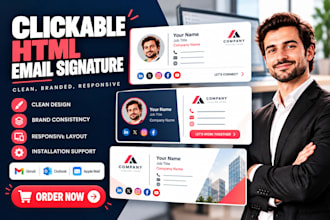 design clickable HTML email signature for gmail outlook and apple mail